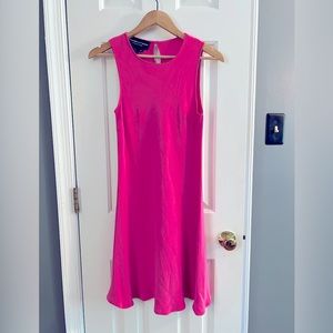 Adrienne Vittadini Sleeveless Shift Dress, Pink, Size - Medium, 100% Silk